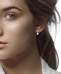 Macy's Cultured Freshwater Pearl & White Topaz (5/8 ct t.w.) Drop Earrings in Sterling Silver
