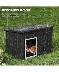 Decksplore 259 inclined top air pole kennel gray and black Spacious All Season Dog Cage with Elevated Base Weatherproof Construction