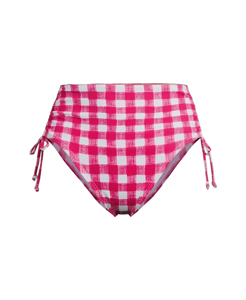 Lands' End Women's Pique High Waisted Adjustable Bikini Bottoms