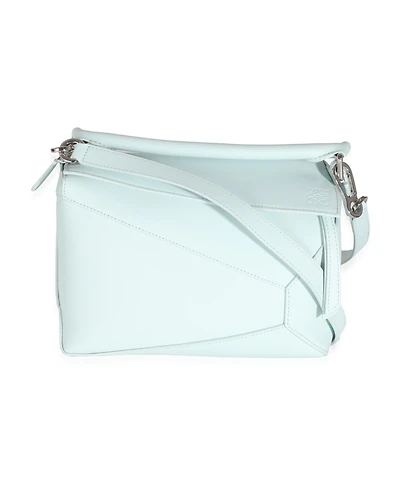 Pre-Owned Loewe Light Blue Grained Calfskin Small Puzzle Edge Bag