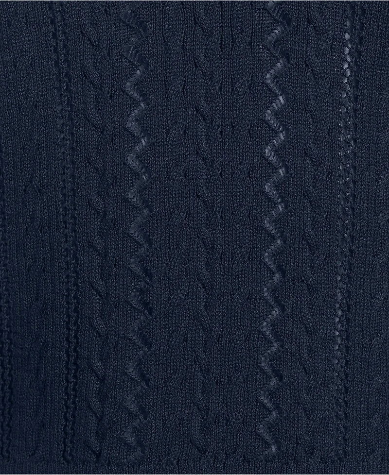 Lands' End Women's Fine Gauge Cotton Pointelle Polo Sweater