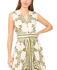 CeCe Women's Sleeveless V-Neck Buckle Trim Midi Dress