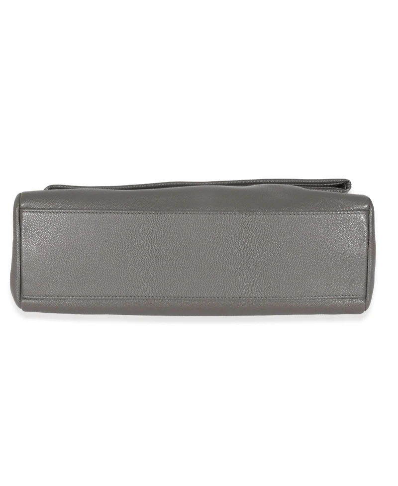 Pre-Owned Saint Laurent Grey Grained Calfskin Medium West Hollywood Monogram Fold Over Bag