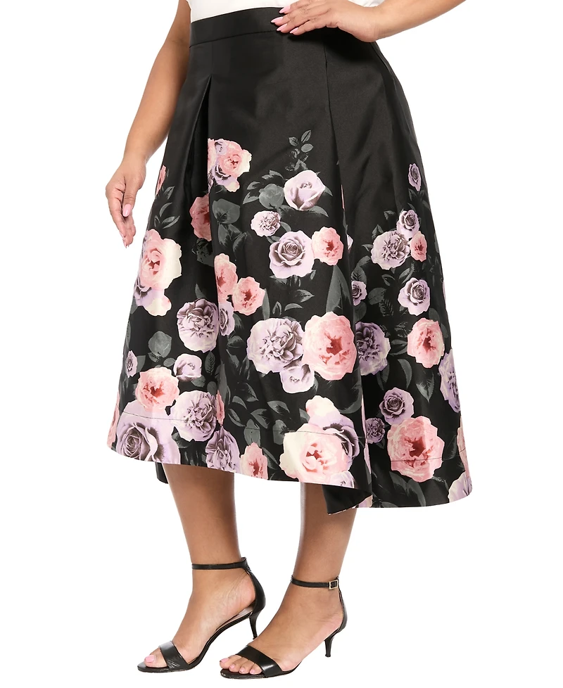 Muse Plus Floral Printed Polyester Pleated Skirt