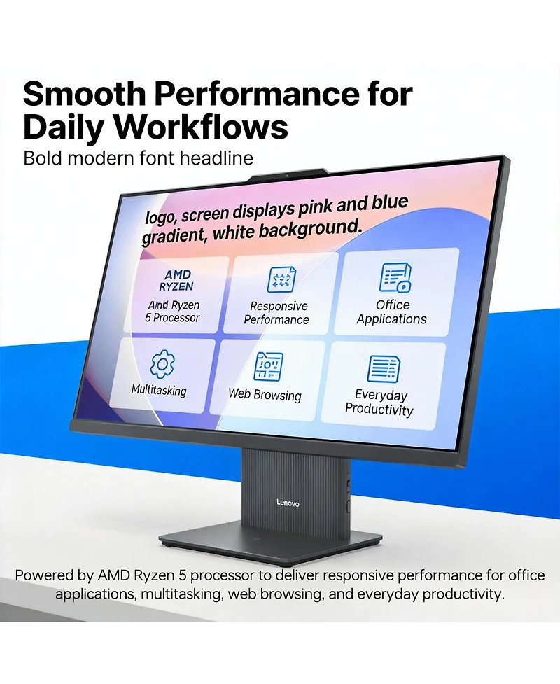 Lenovo IdeaCentre I All-in-One Amd Ryzen 5 32GB Ram Amd Radeon Graphics 2TB Ssd Storage Windows 11 Home 100Hz