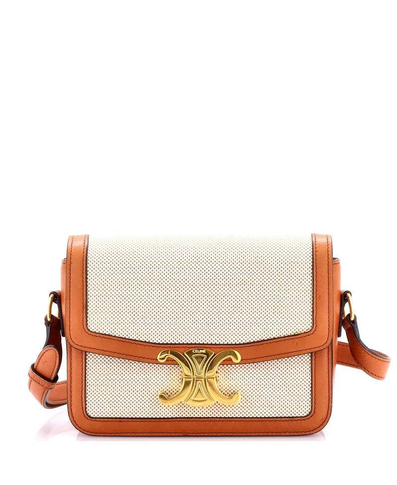 Pre-Owned Celine Teen Triomphe Shoulder Bag Canvas with Leather