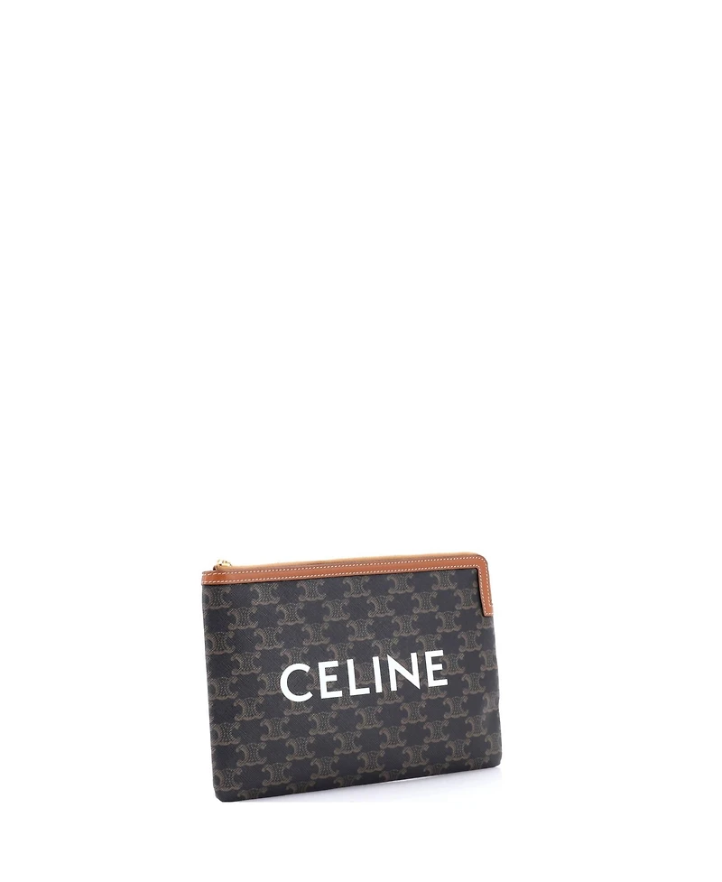 Pre-Owned Celine Small Zip Pouch Triomphe Coated Canvas