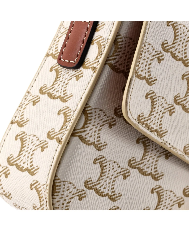 Pre-Owned Celine Triomphe East-West Shoulder Bag Triomphe Coated Canvas