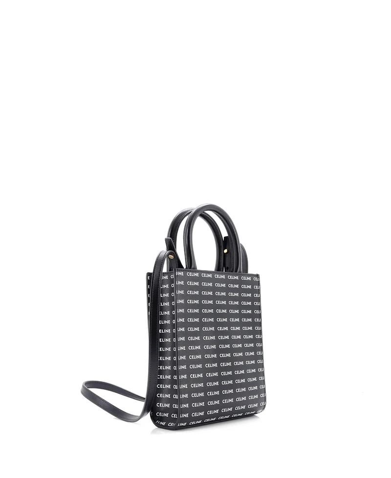 Pre-Owned Celine Mini Vertical Cabas Tote All Over Logo Print Leather