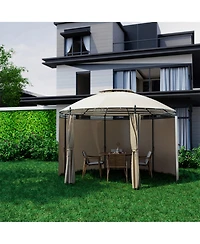 Gymax 11.5' Outdoor Patio Round Dome Gazebo Canopy Shelter Double Roof Steel