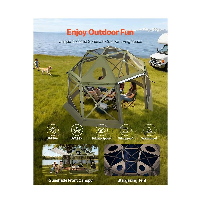 Slickblue Camping Screen House Canopy for 10-12 People