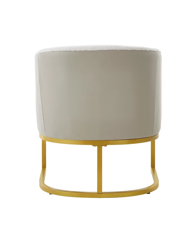 Rainsken Accent Chair, Upholstered Faux Rabbit Fur Armchair with Gold Metal Frame and Curved Backrest for Living Room, Bedroom