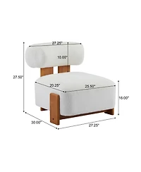 Rainsken Modern Boucle Lounge Chair, 27.25" Upholstered Accent Chair with Solid Wood Frame and Rolled Backrest for Living Room, Bedroom