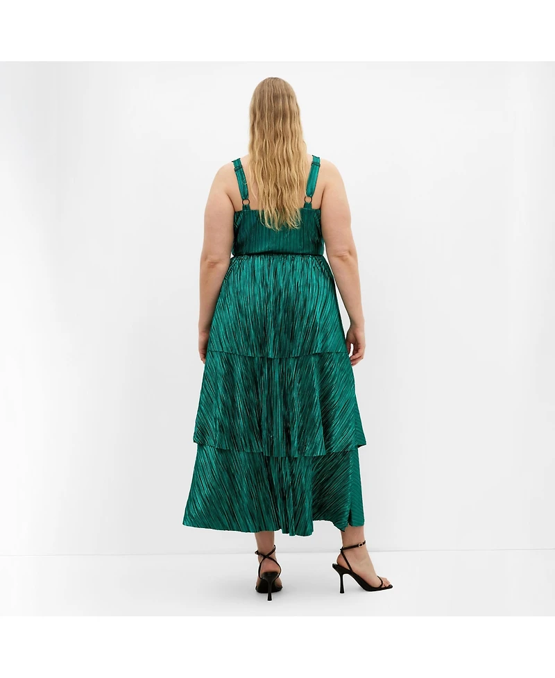 City Chic Women's Glamour Metallic Tier Dress