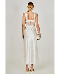 endless rose Women's Lace trim sleevesless midi dress