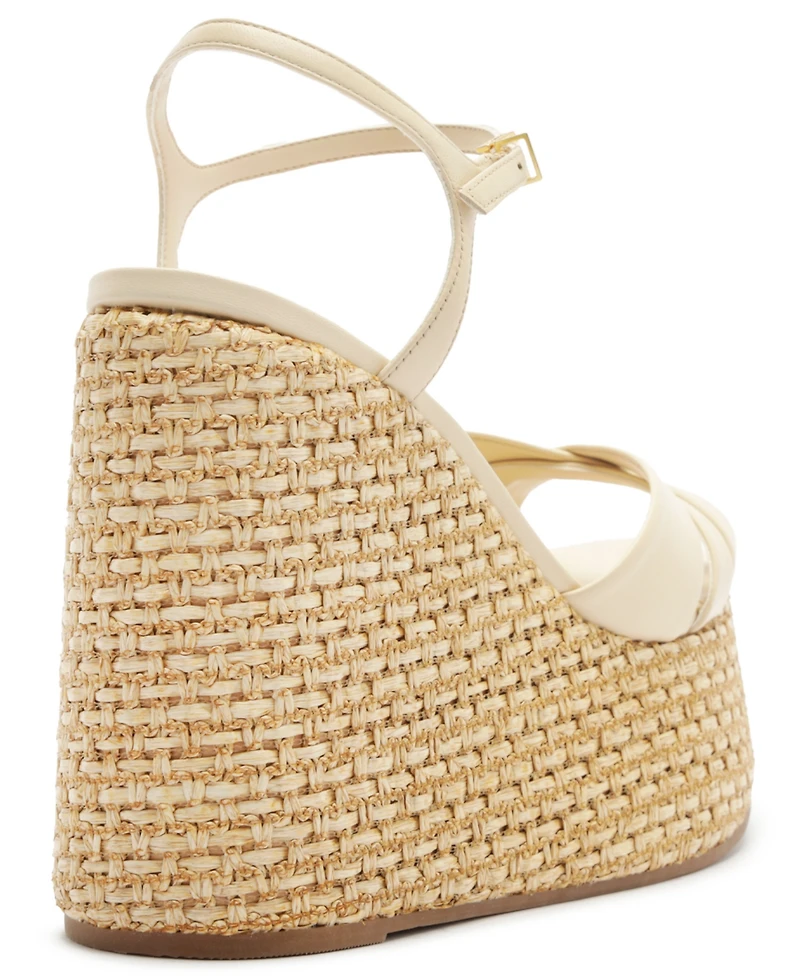 Schutz Women's Keefa Round Toe Wedge Sandals
