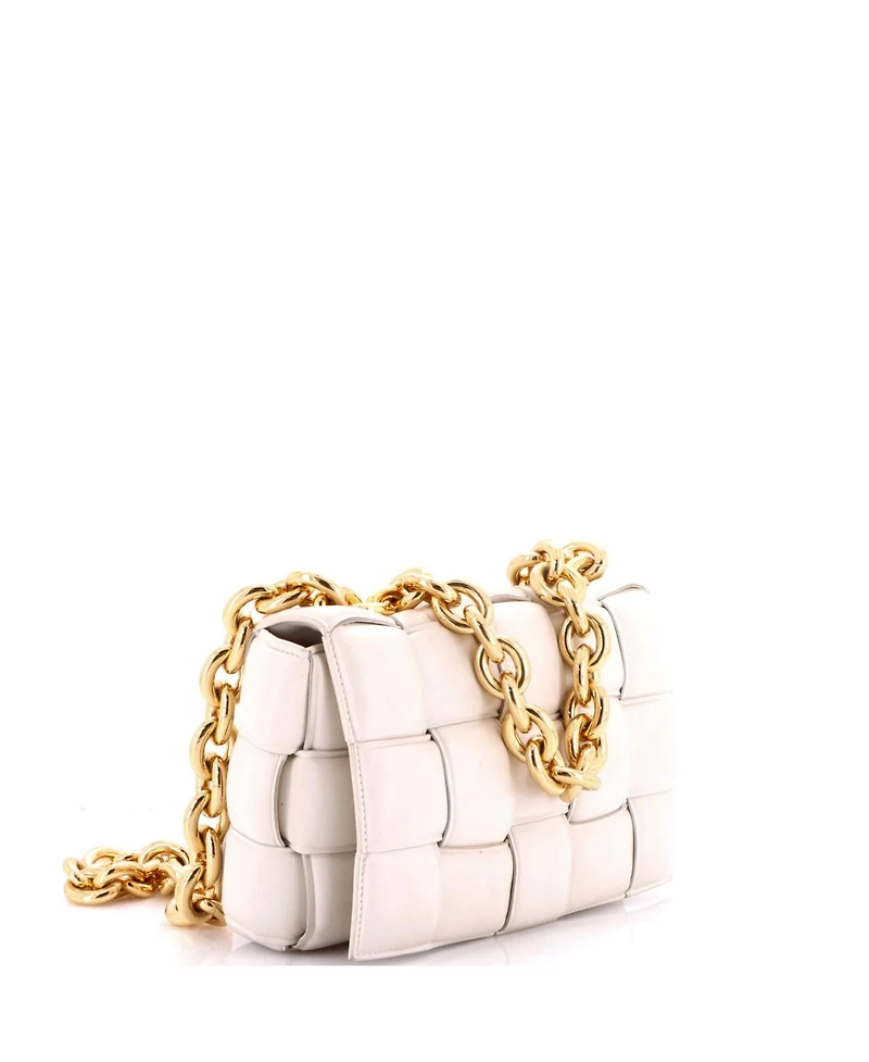 Pre-Owned Bottega Veneta Cassette Chain Crossbody Bag Padded Maxi Intrecciato Leather