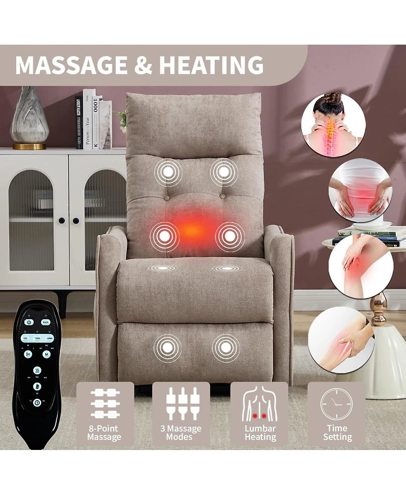 Maison Boucle Chenille Power Lift Recliner Chair for Elderly with Massage, Heat & Usb, Single Motor Electric Seniors