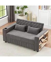 Maison Boucle Pull Out Loveseat Sofa with Adjustable Backrest for Small Space