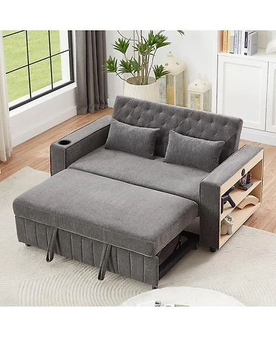 Maison Boucle Pull Out Loveseat Sofa with Adjustable Backrest for Small Space