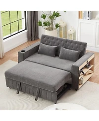 Maison Boucle Pull Out Loveseat Sofa with Adjustable Backrest for Small Space