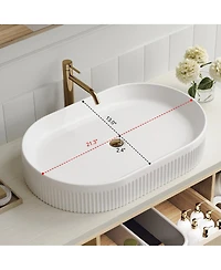 Sillysis 39.3" Modern Wall-Mount Bathroom Vanity with Oval Ceramic Sink, Solid Wood Floating Cabinet & Soft-Close Drawers