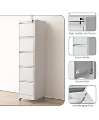 Rainsken 5 Drawer Locking Vertical File Cabinet on Wheels