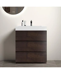 Sillysis 30" Freestanding Bathroom Vanity with Sink, Modern Bathroom Vanity with Soft Close Drawers for Contemporary Homes