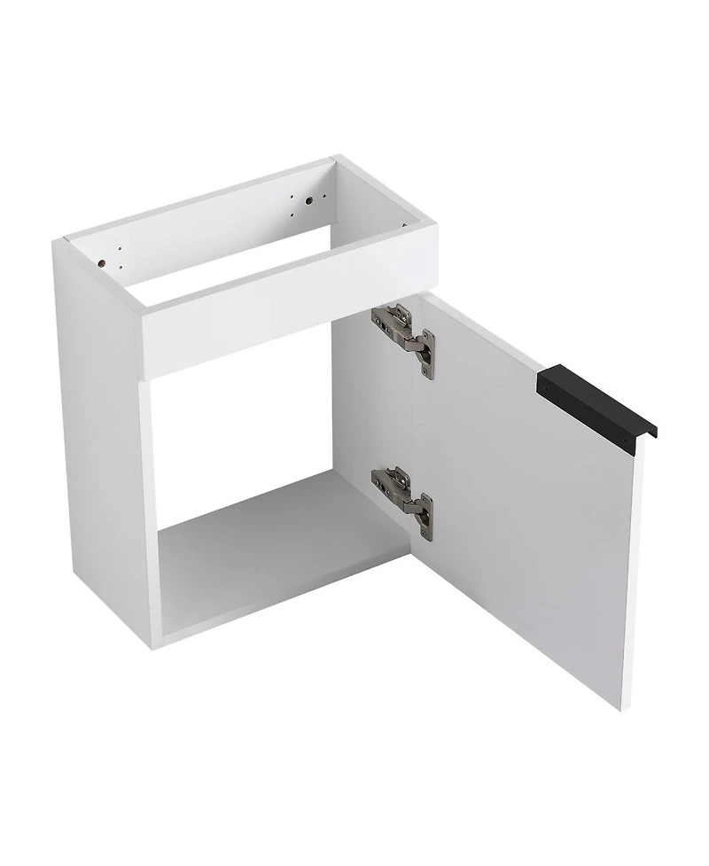 Sillysis 17" Wall-Mounted Modern Bathroom Vanity with Ceramic Sink, Black Chestnut Plywood Cabinet & Soft Close Door for Small Spaces