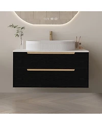 Sillysis 36" Bathroom Vanity with Ceramic Integrated Sink, Soft Close Drawers & Modern Storage Cabinet, Floating or Freestanding