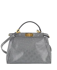 Pre-Owned Fendi Regular Peekaboo Bag Check Print Leather