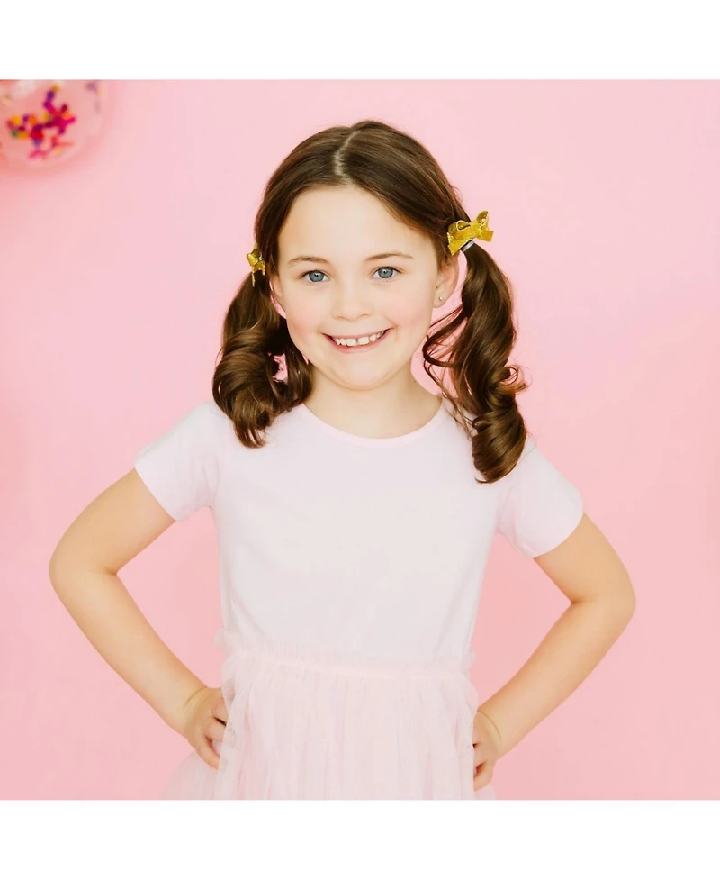 Sweet Wink Little and Big Girls Gold Sparkle Bow Clip Set