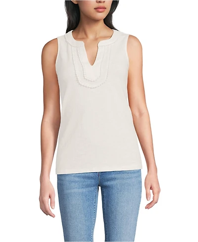 Lands' End Women's Slub Decorative Trim Tank Top