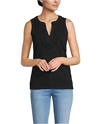 Lands' End Women's Slub Decorative Trim Tank Top