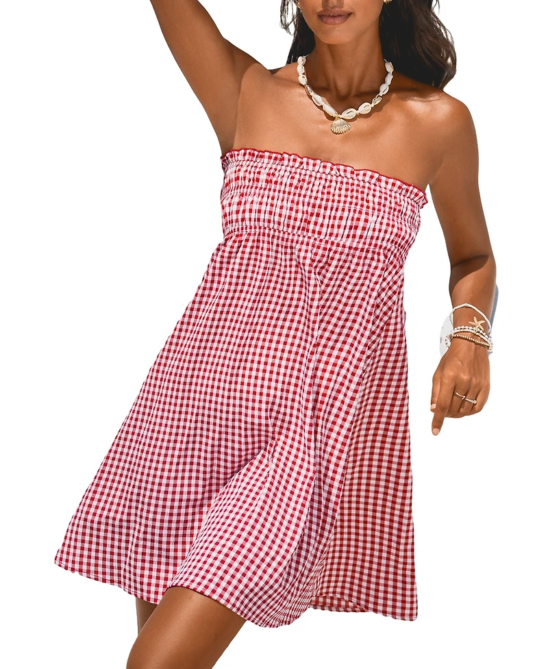 Cupshe Women's Picnic Bound Gingham Mini Beach Dress