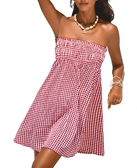 Cupshe Women's Picnic Bound Gingham Mini Beach Dress