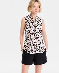 I.n.c. International Concepts Women's Printed Button-Down Sleeveless Blouse, Exclusively at Macy's
