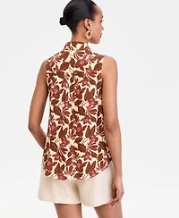 I.n.c. International Concepts Women's Printed Button-Down Sleeveless Blouse, Exclusively at Macy's