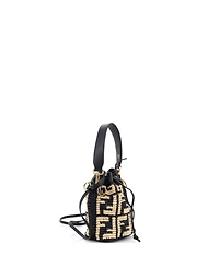 Pre-Owned Fendi Mini Mon Tresor Bucket Bag Zucca Raffia
