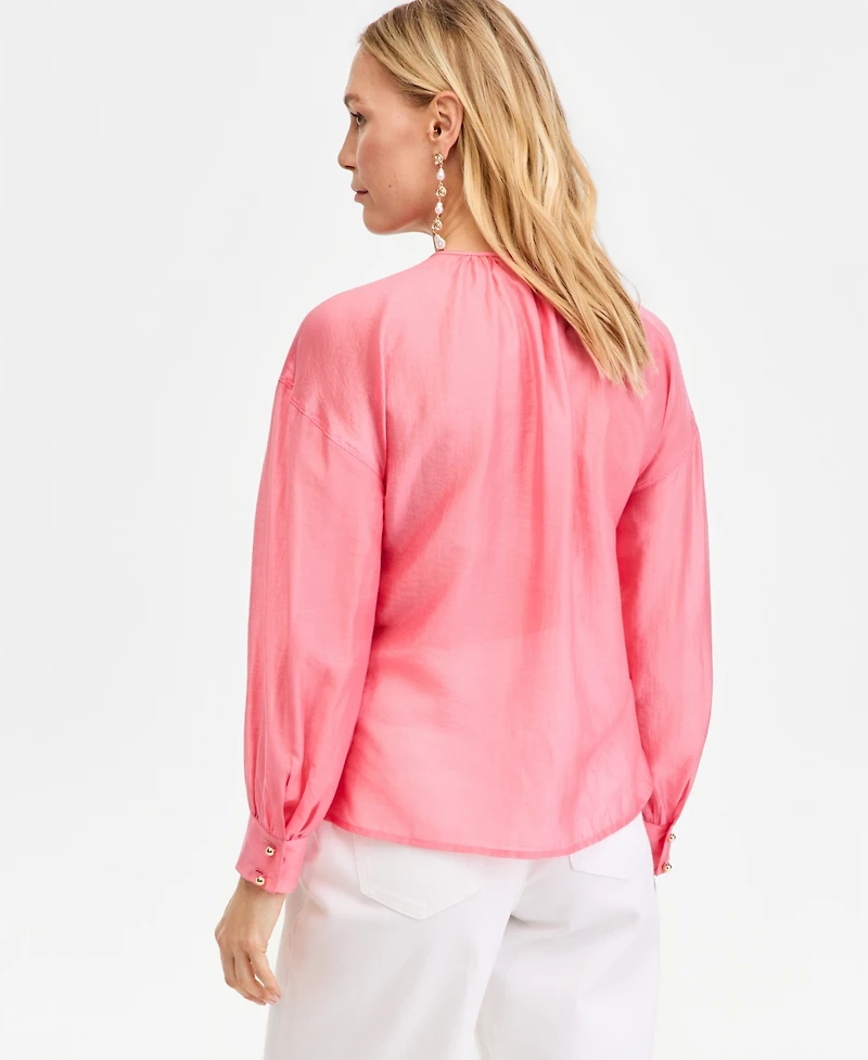 I.n.c. International Concepts Women's Long-Sleeve Satin Blouse, Macy's Exclusive