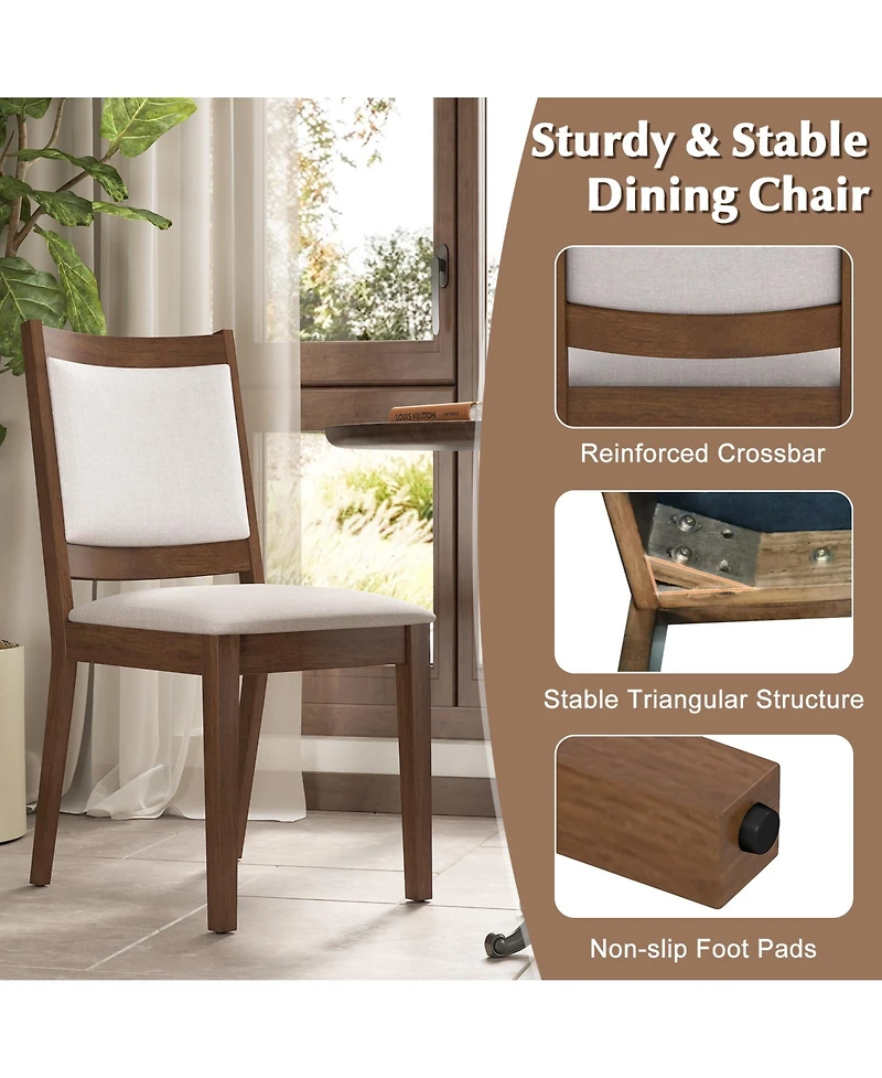 Gymax Modern Dining Chair Set of 4 Upholstered Kitchen Chair w/ Padded Backrest and Seat