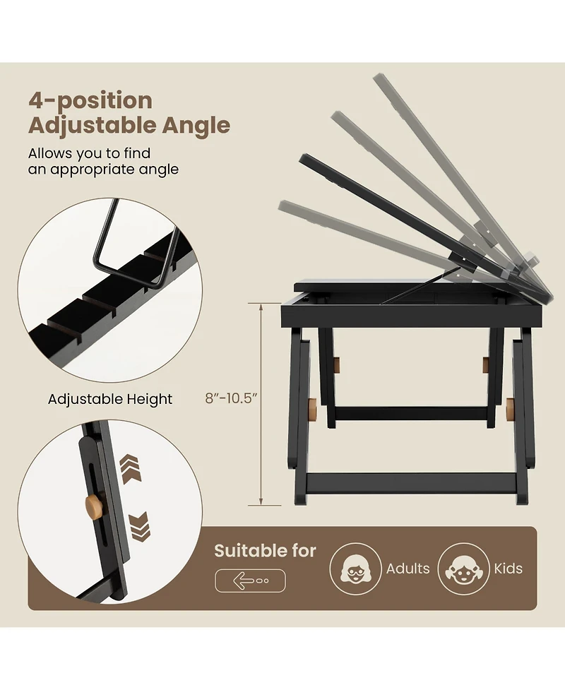 Sugift Adjustable Bamboo Laptop Desk with Tilting Top and Storage Drawer