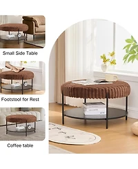 Rainsken 30.9" Wide Upholstered Round Ottoman