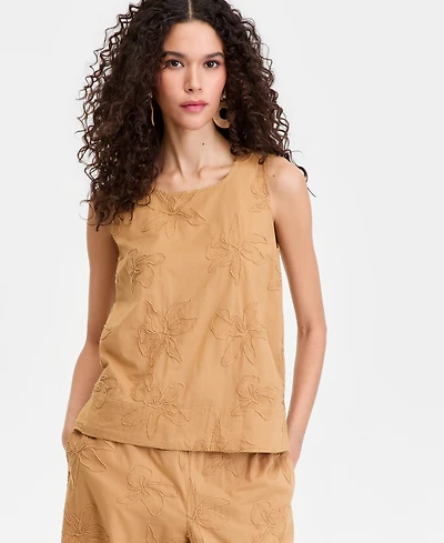 I.n.c. International Concepts Women's Embroidered Sleeveless Top, Macy's Exclusive