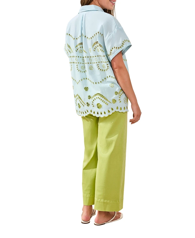 Tribal Women's Embroidered Poplin Short-Sleeve Top