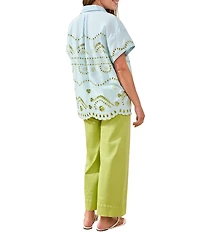 Tribal Women's Embroidered Poplin Short-Sleeve Top