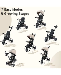 Kinder King 7-in-1 Toddler Tricycle Stroller with Rotating Seat, Adjustable Push Handle and Canopy