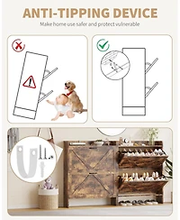 Homfan Slim Entrance Hallway Shoe Rack with 2 Folding Drawers - Adjustable Shelves Metal Legs Modern Space Saving Design Capacity 12-16 Pairs