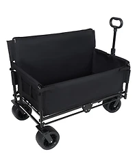 sumyeg Outdoor Storage 3-in-1 Collapsible Foldable Wagon Cart with Bench Seat & Heavy Duty Utility For Camping