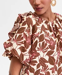I.n.c. International Concepts Women's Printed Ruffle-Sleeve Top, Macy's Exclusive